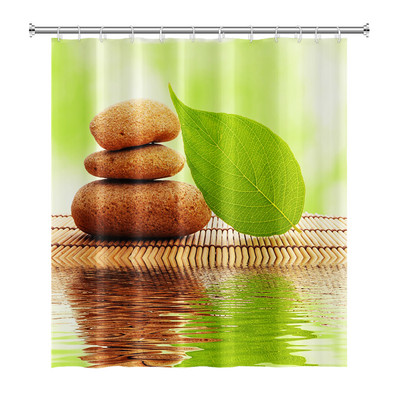 Zen Spa Lotus Japanska meditacija Zavjesa za tuširanje Bazaltno kamenje Mirisne svijeće s biljnim uljem Voda od bambusa Kućni dekor Vodootporan set
