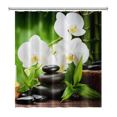 Zen Spa Lotus Japanska meditacija Zavjesa za tuširanje Bazaltno kamenje Mirisne svijeće s biljnim uljem Voda od bambusa Kućni dekor Vodootporan set