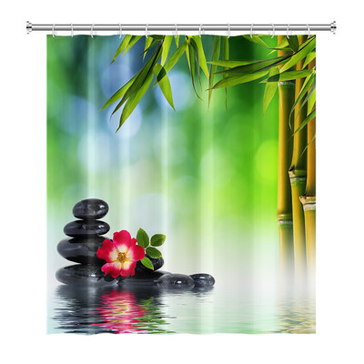 Zen Spa Lotus Japanska meditacija Zavjesa za tuširanje Bazaltno kamenje Mirisne svijeće s biljnim uljem Voda od bambusa Kućni dekor Vodootporan set