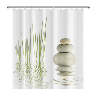 Zen Spa Lotus Japanska meditacija Zavjesa za tuširanje Bazaltno kamenje Mirisne svijeće s biljnim uljem Voda od bambusa Kućni dekor Vodootporan set