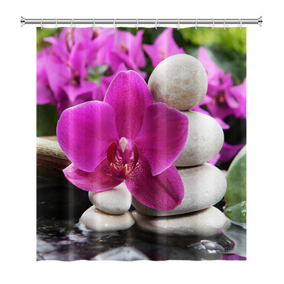 Zen Spa Lotus Japanska meditacija Zavjesa za tuširanje Bazaltno kamenje Mirisne svijeće s biljnim uljem Voda od bambusa Kućni dekor Vodootporan set