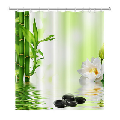 Zen Spa Lotus Japanska meditacija Zavjesa za tuširanje Bazaltno kamenje Mirisne svijeće s biljnim uljem Voda od bambusa Kućni dekor Vodootporan set