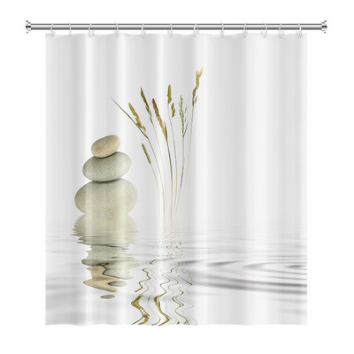 Zen Spa Lotus Japanska meditacija Zavjesa za tuširanje Bazaltno kamenje Mirisne svijeće s biljnim uljem Voda od bambusa Kućni dekor Vodootporan set