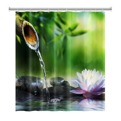 Zen Spa Lotus Japanska meditacija Zavjesa za tuširanje Bazaltno kamenje Mirisne svijeće s biljnim uljem Voda od bambusa Kućni dekor Vodootporan set