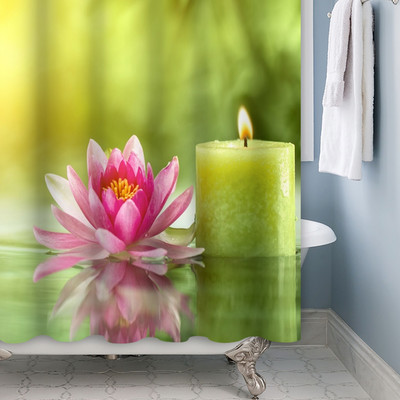 Zen Spa Lotus Japanska meditacija Zavjesa za tuširanje Bazaltno kamenje Mirisne svijeće s biljnim uljem Voda od bambusa Kućni dekor Vodootporan set