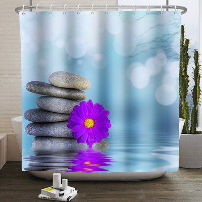 Zen Spa Lotus Japanska meditacija Zavjesa za tuširanje Bazaltno kamenje Mirisne svijeće s biljnim uljem Voda od bambusa Kućni dekor Vodootporan set