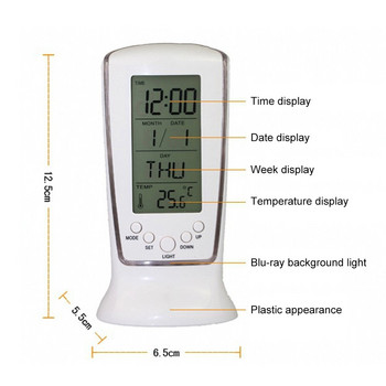 Цифров календар за температура LED Цифров будилник със синя подсветка Електронен календар Термометър LED Часовник с време