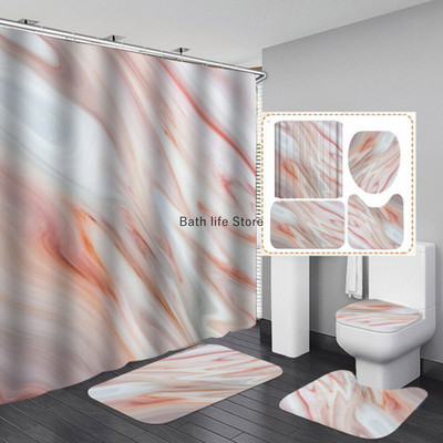 Perdeau de duș din marmură albă, de lux, auriu, modern, cu covor antiderapant, covoraș pentru baie, perdea impermeabilă, poliester, decorațiuni interioare 180x180