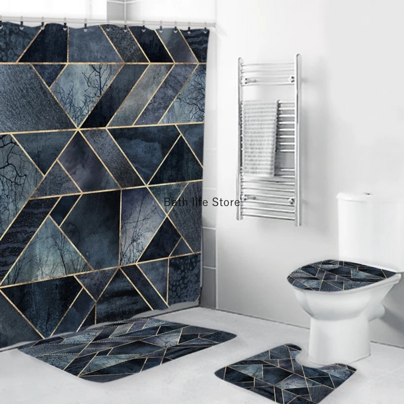 Balto marmuro dušo užuolaidos prabangus auksinis modernus su neslystančiu kilimėliu vonios kambario užuolaidos vandeniui atsparus poliesteris namų dekoras 180x180