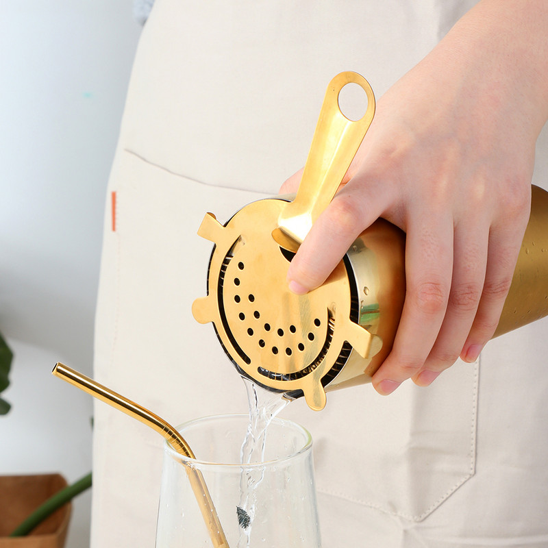 750 ml nerūdijančio plieno Bostono kokteilių rinkinys vyno pylimo aparato aukso strypų įrankių rinkinys su sieteliu matavimo puodeliu barmenas