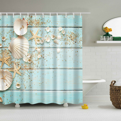 Individualizuota mėlyna dangaus paplūdimio dušo užuolaida Moderni kraštovaizdžio 3D užtemdyta vonios užuolaida, didelė 180x200 cm, skirta vonios kambario dekoravimui cortina