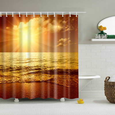 Perdeau de duș de plajă cu cer albastru personalizat, peisaj modern, perdea de baie opaca 3D mare 180x200cm pentru decorarea băii cortina