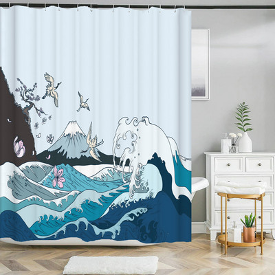 Japāņu stila dušas aizkars 3d tintes krāsošana vannas istabas aizkars ūdensizturīgs ar āķiem 180*240cm dušas aizkaru poliestera audums