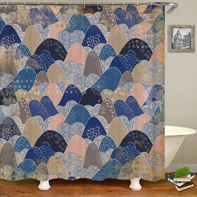 Japāņu stila dušas aizkars 3d tintes krāsošana vannas istabas aizkars ūdensizturīgs ar āķiem 180*240cm dušas aizkaru poliestera audums