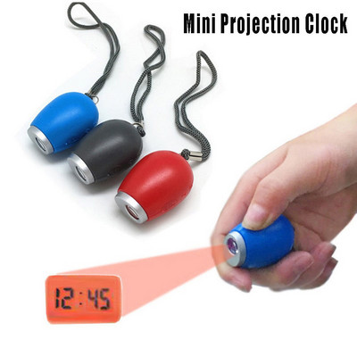 1PCS Mini Digital Time Projection Clock LED Watch Projector Magic Night Light Electronic Clock Flashlight With Hanging Rope