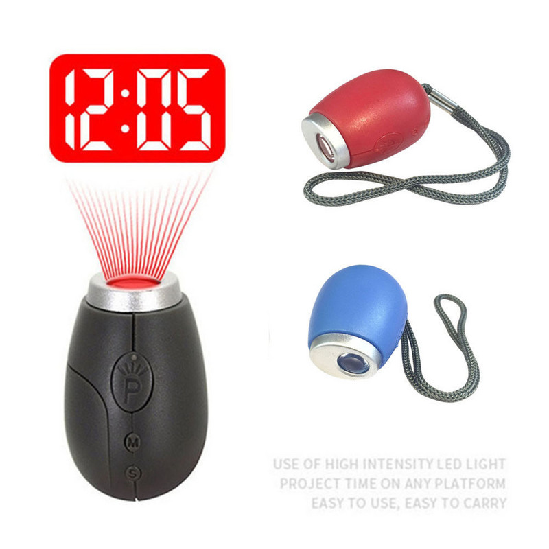 1 tk Mini digitaalne ajaprojektsioonikell LED-kella projektor Magic Night Light elektrooniline taskulamp riputusnööriga