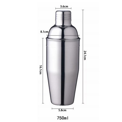 Bāra kokteiļu šeikeris nerūsējošā tērauda šeikeris vīna Martini viskija šeikeris ballītes bāra bārmeņa dzērienu bāra rīks