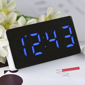 Мини огледало Настолен часовник Многофункционална цифрова аларма Snooze Display Time Night LED Light Desktop Home Decor Gifts Children