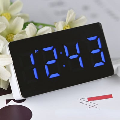 Mini ogledalo Stolni sat Višenamjenski digitalni alarm Snooze Prikaz vremena Noćno LED svjetlo Stol Desktop Home Decor Darovi Djeca