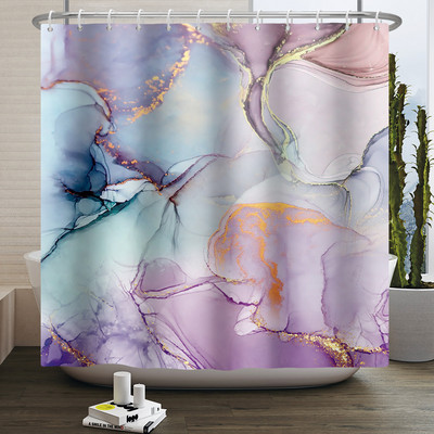 Zavjesa za tuširanje s teksturom gradijenta mramorne tinte Vodootporna apstraktna boja Šarena zavjesa za kupaonicu Zavjesa za kućnu kupaonicu s kukom