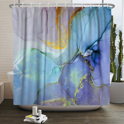 Zavjesa za tuširanje s teksturom gradijenta mramorne tinte Vodootporna apstraktna boja Šarena zavjesa za kupaonicu Zavjesa za kućnu kupaonicu s kukom