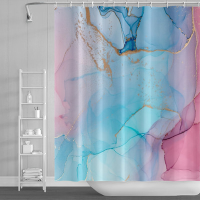 Zavjesa za tuširanje s teksturom gradijenta mramorne tinte Vodootporna apstraktna boja Šarena zavjesa za kupaonicu Zavjesa za kućnu kupaonicu s kukom