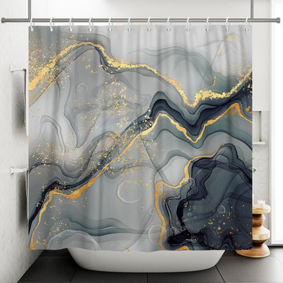 Zavjesa za tuširanje s teksturom gradijenta mramorne tinte Vodootporna apstraktna boja Šarena zavjesa za kupaonicu Zavjesa za kućnu kupaonicu s kukom