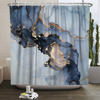 Zavjesa za tuširanje s teksturom gradijenta mramorne tinte Vodootporna apstraktna boja Šarena zavjesa za kupaonicu Zavjesa za kućnu kupaonicu s kukom
