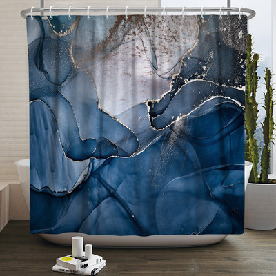 Zavjesa za tuširanje s teksturom gradijenta mramorne tinte Vodootporna apstraktna boja Šarena zavjesa za kupaonicu Zavjesa za kućnu kupaonicu s kukom