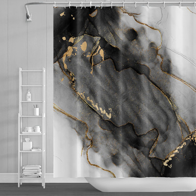 Zavjesa za tuširanje s teksturom gradijenta mramorne tinte Vodootporna apstraktna boja Šarena zavjesa za kupaonicu Zavjesa za kućnu kupaonicu s kukom