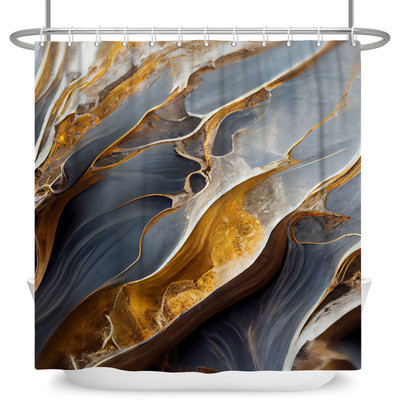 Zavjesa za tuširanje s teksturom gradijenta mramorne tinte Vodootporna apstraktna boja Šarena zavjesa za kupaonicu Zavjesa za kućnu kupaonicu s kukom