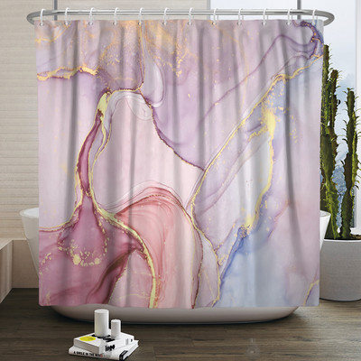 Zavjesa za tuširanje s teksturom gradijenta mramorne tinte Vodootporna apstraktna boja Šarena zavjesa za kupaonicu Zavjesa za kućnu kupaonicu s kukom