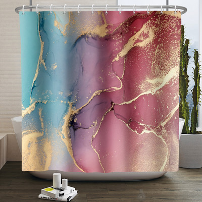 Zavjesa za tuširanje s teksturom gradijenta mramorne tinte Vodootporna apstraktna boja Šarena zavjesa za kupaonicu Zavjesa za kućnu kupaonicu s kukom