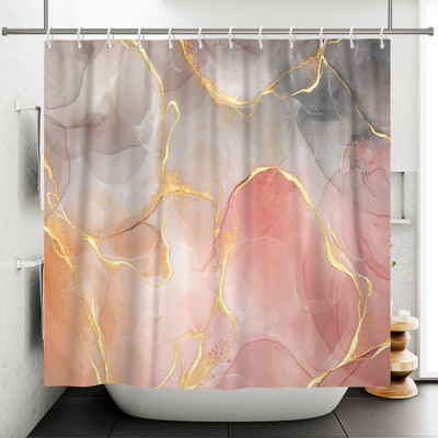 Zavjesa za tuširanje s teksturom gradijenta mramorne tinte Vodootporna apstraktna boja Šarena zavjesa za kupaonicu Zavjesa za kućnu kupaonicu s kukom