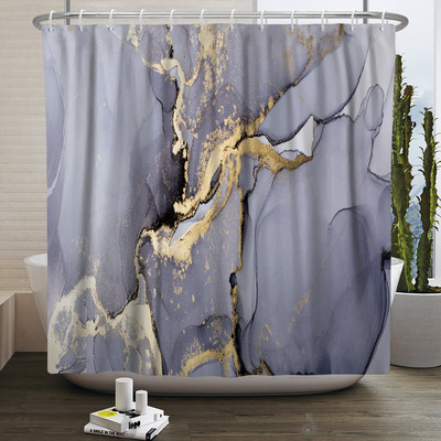 Zavjesa za tuširanje s teksturom gradijenta mramorne tinte Vodootporna apstraktna boja Šarena zavjesa za kupaonicu Zavjesa za kućnu kupaonicu s kukom