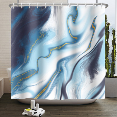 Zavjesa za tuširanje s teksturom gradijenta mramorne tinte Vodootporna apstraktna boja Šarena zavjesa za kupaonicu Zavjesa za kućnu kupaonicu s kukom