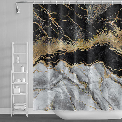 Zavjesa za tuširanje s teksturom gradijenta mramorne tinte Vodootporna apstraktna boja Šarena zavjesa za kupaonicu Zavjesa za kućnu kupaonicu s kukom