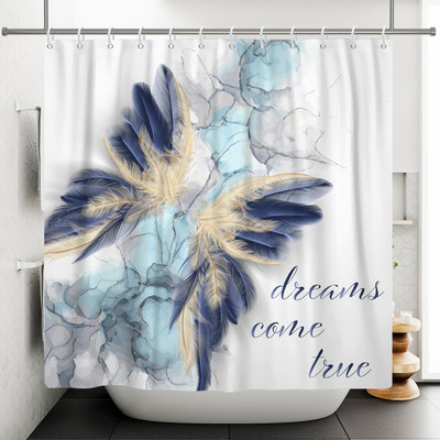 Zavjesa za tuširanje s teksturom gradijenta mramorne tinte Vodootporna apstraktna boja Šarena zavjesa za kupaonicu Zavjesa za kućnu kupaonicu s kukom