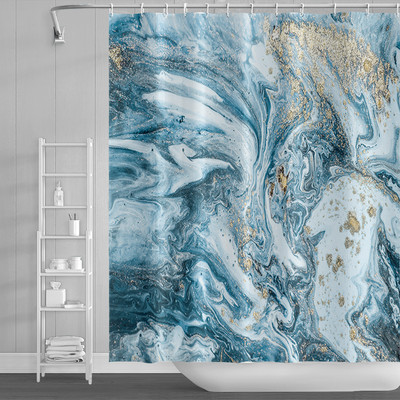 Zavjesa za tuširanje s teksturom gradijenta mramorne tinte Vodootporna apstraktna boja Šarena zavjesa za kupaonicu Zavjesa za kućnu kupaonicu s kukom