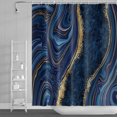 Zavjesa za tuširanje s teksturom gradijenta mramorne tinte Vodootporna apstraktna boja Šarena zavjesa za kupaonicu Zavjesa za kućnu kupaonicu s kukom