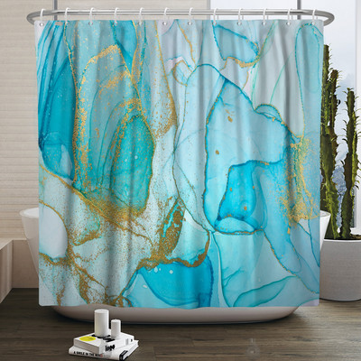 Zavjesa za tuširanje s teksturom gradijenta mramorne tinte Vodootporna apstraktna boja Šarena zavjesa za kupaonicu Zavjesa za kućnu kupaonicu s kukom