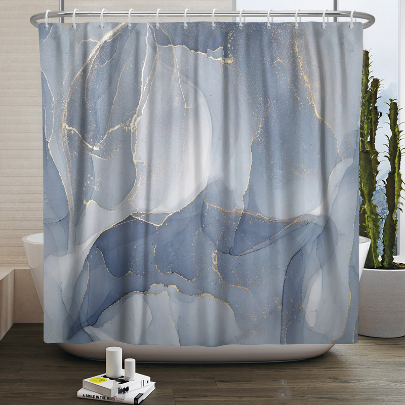 Zavjesa za tuširanje s teksturom gradijenta mramorne tinte Vodootporna apstraktna boja Šarena zavjesa za kupaonicu Zavjesa za kućnu kupaonicu s kukom