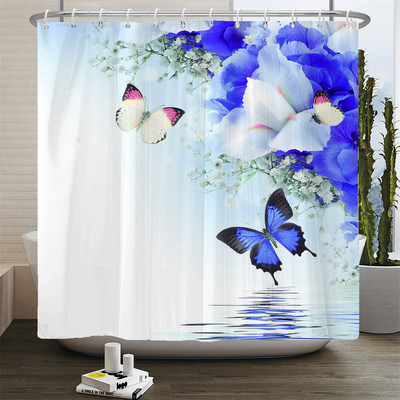 Perdeau de duș cu flori cu imprimare florală lalele, țesătură din poliester, perdea de baie cu cârlige, perdea decorativă 180x180cm
