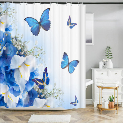 Perdeau de duș cu flori cu imprimare florală lalele, țesătură din poliester, perdea de baie cu cârlige, perdea decorativă 180x180cm