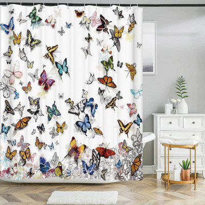 Perdeau de duș cu flori cu imprimare florală lalele, țesătură din poliester, perdea de baie cu cârlige, perdea decorativă 180x180cm