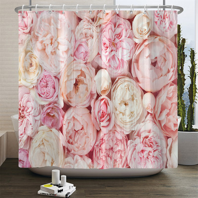 Perdeau de duș cu flori cu imprimare florală lalele, țesătură din poliester, perdea de baie cu cârlige, perdea decorativă 180x180cm