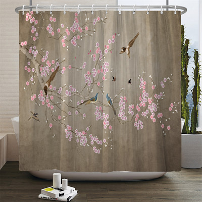 Perdeau de duș cu flori cu imprimare florală lalele, țesătură din poliester, perdea de baie cu cârlige, perdea decorativă 180x180cm