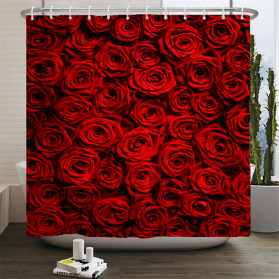 Perdeau de duș cu flori cu imprimare florală lalele, țesătură din poliester, perdea de baie cu cârlige, perdea decorativă 180x180cm