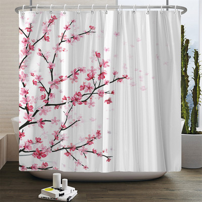 Perdeau de duș cu flori cu imprimare florală lalele, țesătură din poliester, perdea de baie cu cârlige, perdea decorativă 180x180cm
