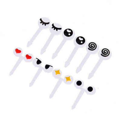 10gab/komplekts Mini iesmi Jauki multfilmas Eyes Kawaii Pusdienas Bento Box Ēdiens Augļu cērtes Dakšu Sticks Bufete Sviestmaižu pildītāji Dekorācija